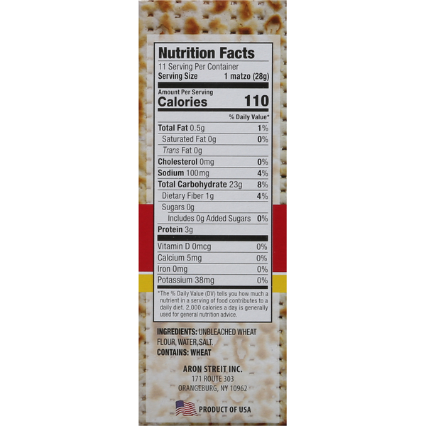 Streit's Matzos, Lightly Salted