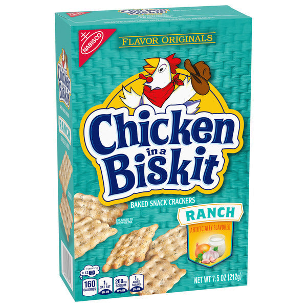 CHICKEN IN A BISKIT Ranch Baked Snack Crackers, Lunch Snacks 7.5 oz