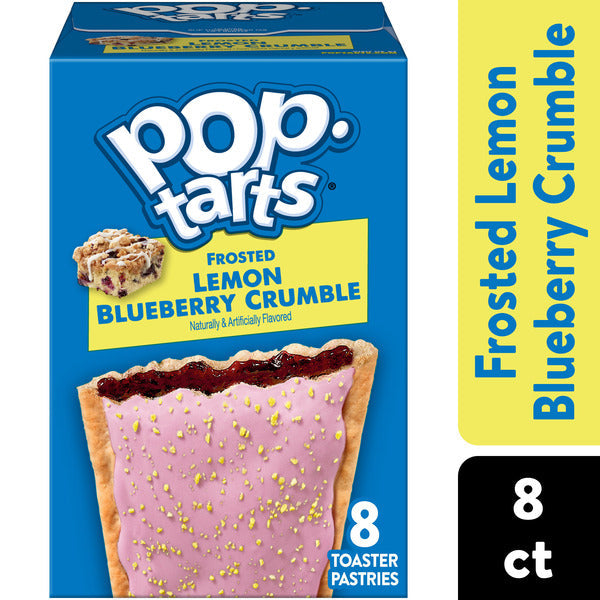 Pop-Tarts Frosted Lemon Blueberry Crumble Toaster Pastries, Breakfast Foods, 8 Count