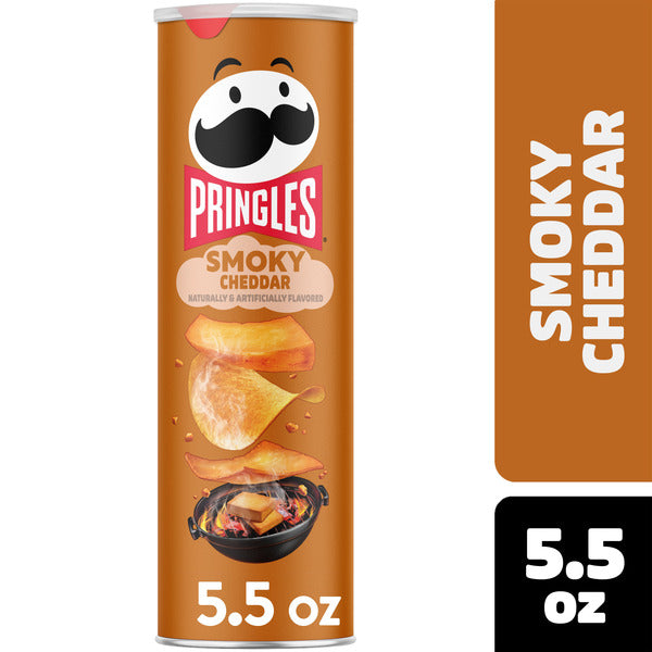 Pringles Smoky Cheddar Potato Crisps Chips, Lunch Snacks, 5.5 oz