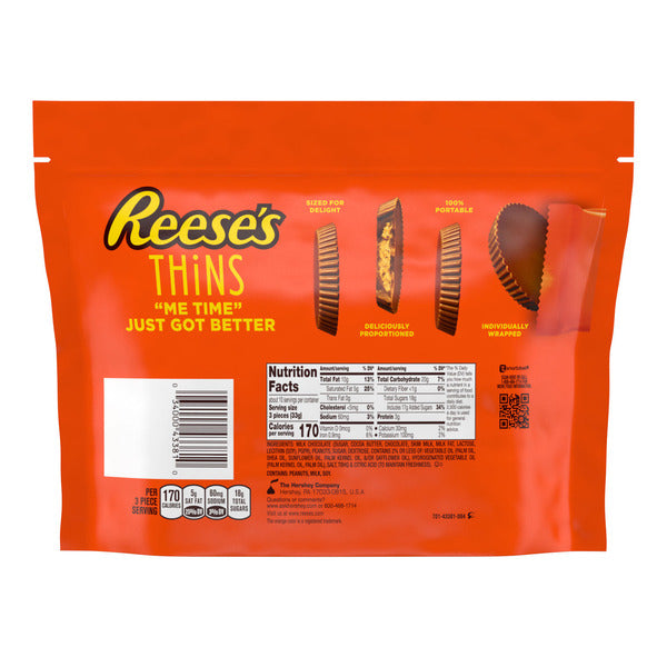 Reese's THiNS Milk Chocolate Peanut Butter Cups, Candy Family Pack, 12.03 oz