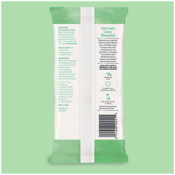 Summer's Eve Feminine Cleansing Wipes, Aloe Love
