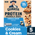 Quaker Protein Granola Bars, Cookies & Cream, 10g Protein