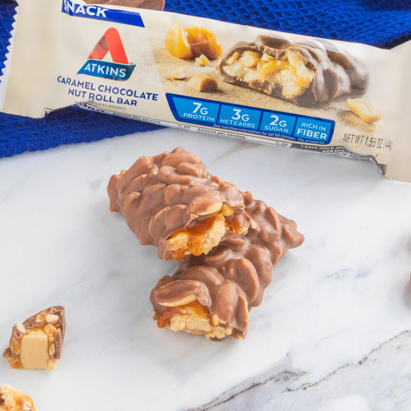 Atkins Snack Bar, Caramel Chocolate Nut Roll, Value Pack