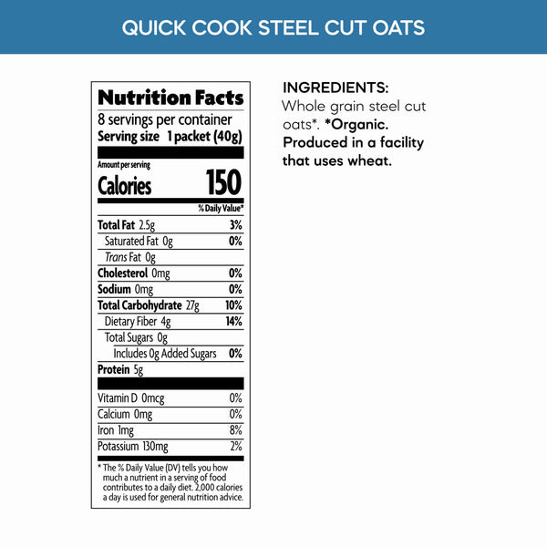 Nature's Path Quick Cook Steel Cut Instant Oatmeal