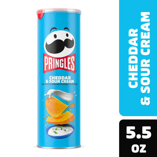 Pringles Cheddar and Sour Cream Potato Crisps Chips, Lunch Snacks, 5.5 oz