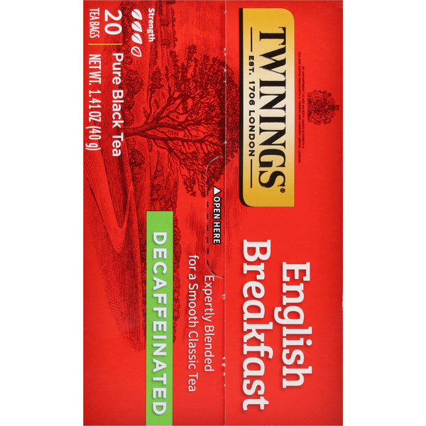 Twinings Black Tea, Pure, Decaffeinated, English Breakfast, Tea Bags