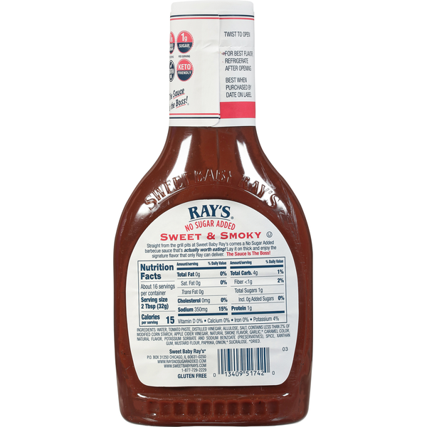 Ray's No Sugar Added Sweet & Smoky Barbecue Sauce