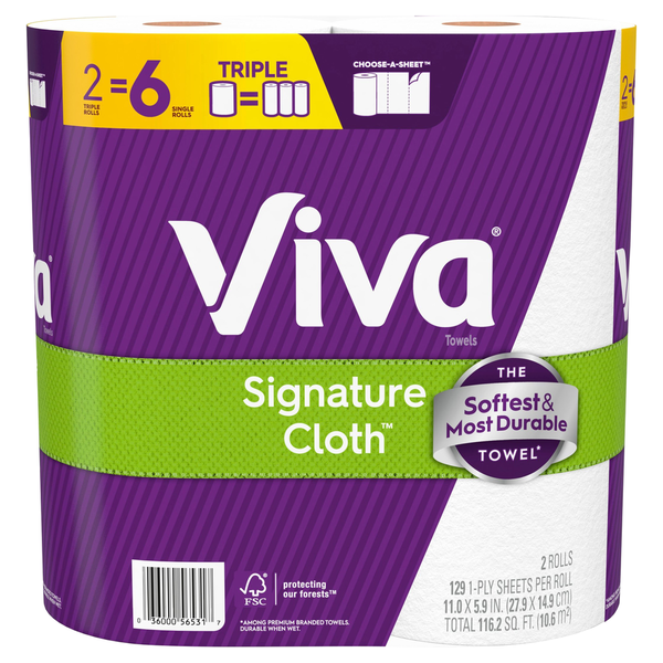 Viva Signature Cloth Towels, Choose-A-Sheet, Triple Rolls, 1-Ply