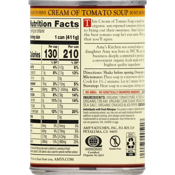 Amy's Kitchen Cream of Tomato Soup, Organic