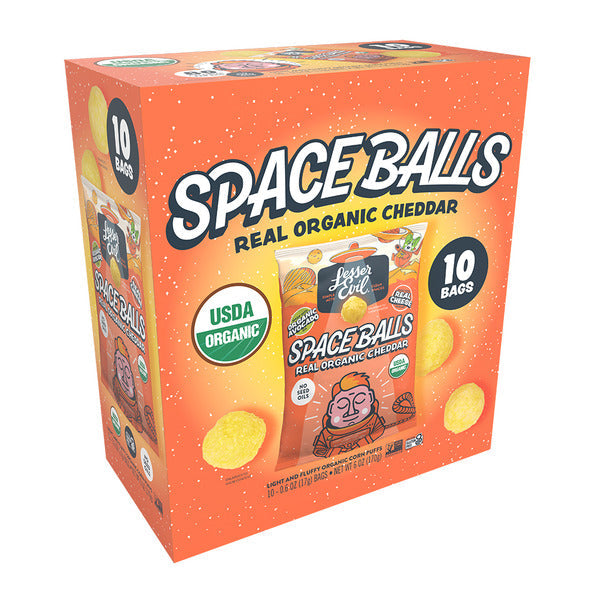LesserEvil  Space Balls, Snack Pack Box, Real Cheese