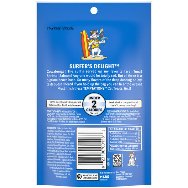 TEMPTATIONS MixUps Crunchy and Soft Cat Treats Surfers' Delight Flavor