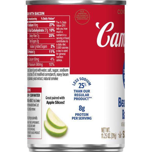 Campbell's Campbell’s 25% Less Sodium Bean With Bacon Soup, 11.25 oz Can