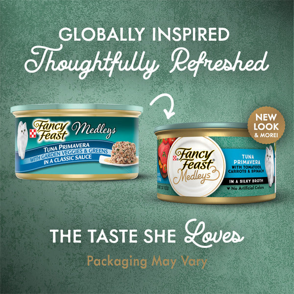 Purina Fancy Feast Wet Cat Food, Medleys Tuna Primavera With Veggies & Greens in a Classic Sauce