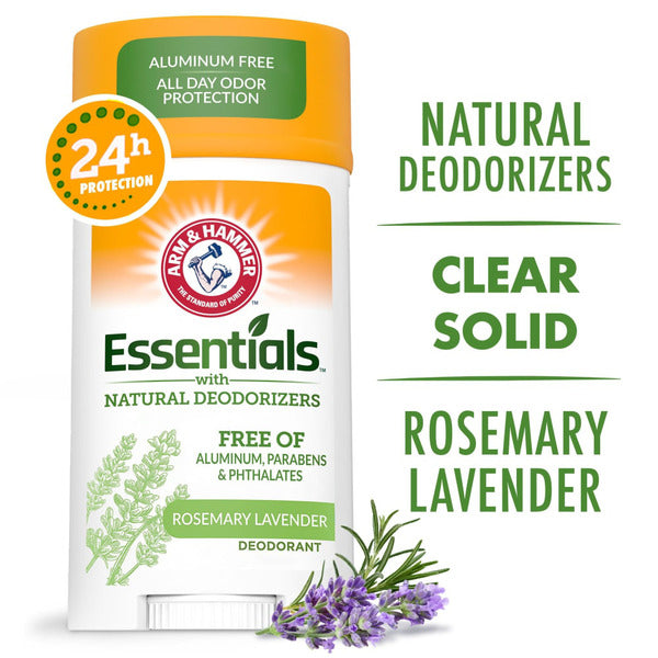 Arm & Hammer Essentials Deodorant- Fresh Rosemary Lavender- Solid Oval-- Made With Natural Deodorizers- Free From Aluminum