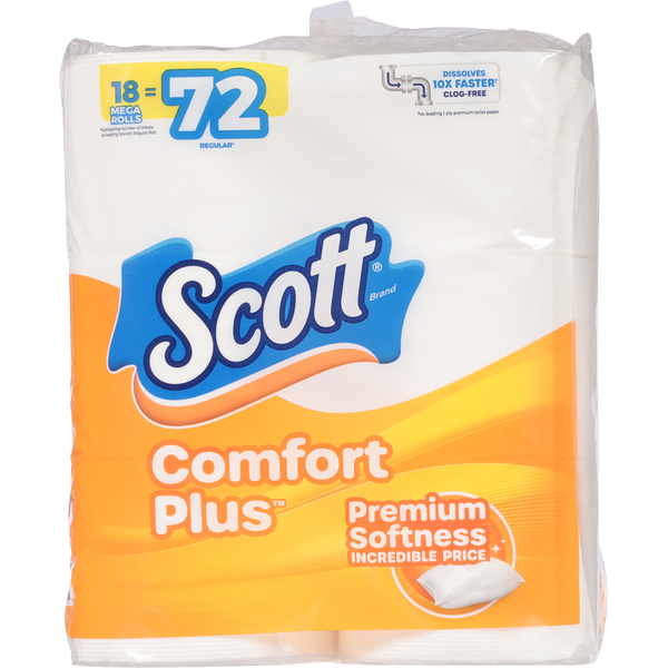 Scott Comfort Plus One-Ply Unscented Mega Rolls Bathroom Tissue