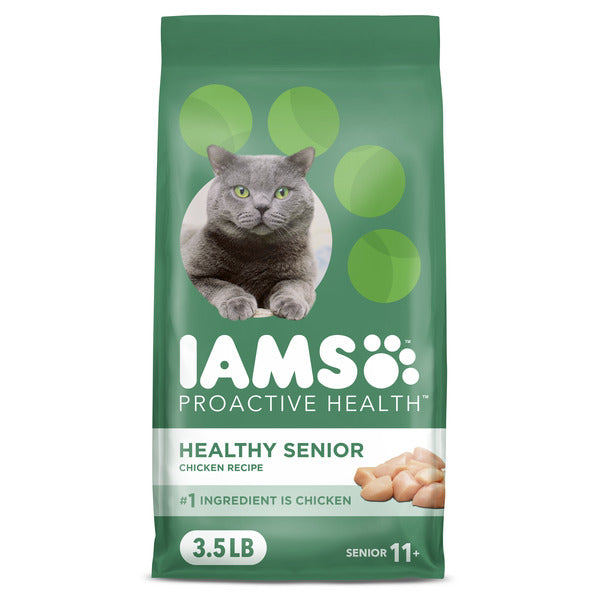 IAMS PROACTIVE HEALTH Healthy Senior Dry Cat Food with Chicken Cat Kibble, 3.5 lb. Bag