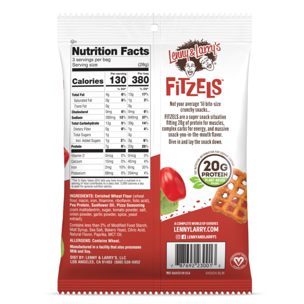 Lenny & Larry's Fitzels Protein Pretzels, Pizza Palooza Seasoned