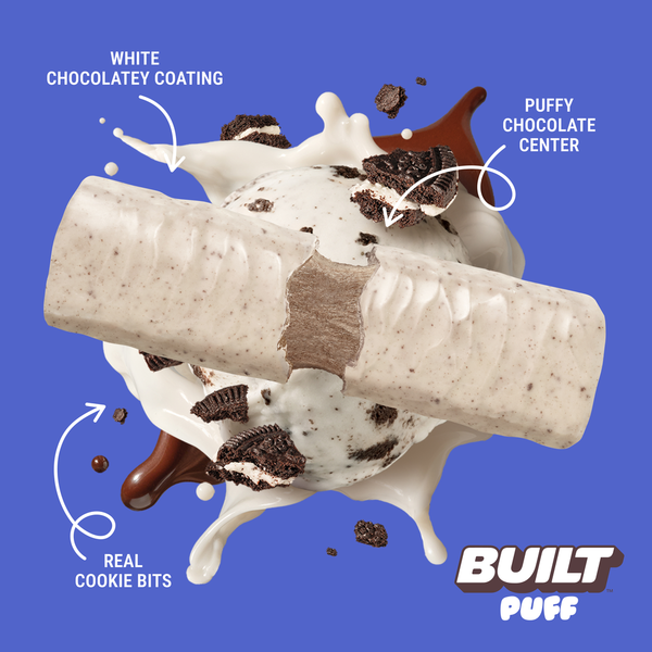 BUILT Puff Protein Bar, Cookies 'N Cream, Single Puff Bar
