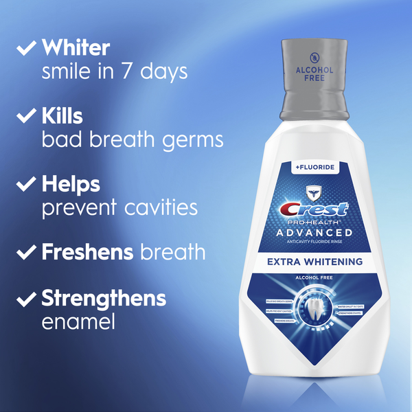 Crest Advanced Mouthwash, Alcohol Free, Extra Whitening, Energizing Mint Flavor