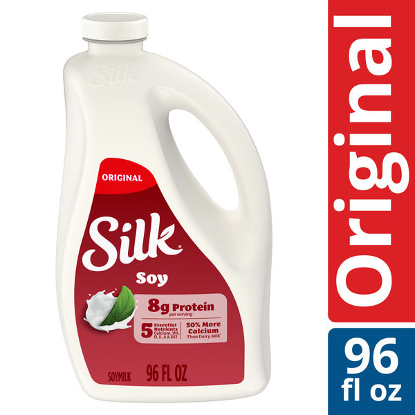 Silk Soy Milk, Original, Dairy Free, Gluten Free, Delicious Plant Based Milk with 5 Essential Nutrients, 96 fl oz Bottle