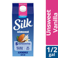 Silk Almond Milk, Unsweet Vanilla, Dairy Free, Gluten Free, Seriously Creamy Vegan Plant Based Milk with 5 Essential Nutrients, 64 fl oz Half Gallon