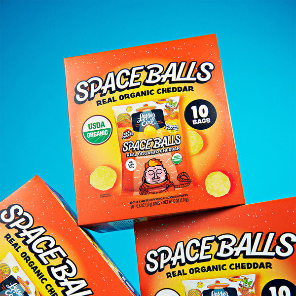 LesserEvil  Space Balls, Snack Pack Box, Real Cheese