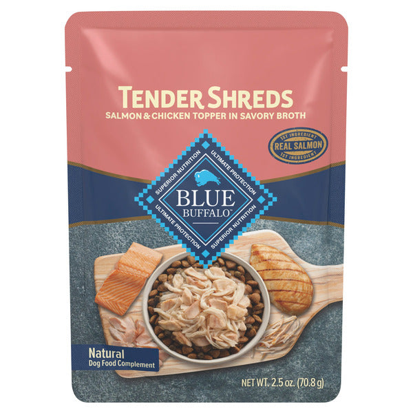 Blue Buffalo Tender Shreds Salmon & Chicken Topper In Savory Broth Dog Food