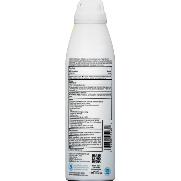 TopCare Sunscreen Continuous Spray, Mineral, Broad Spectrum SPF 30
