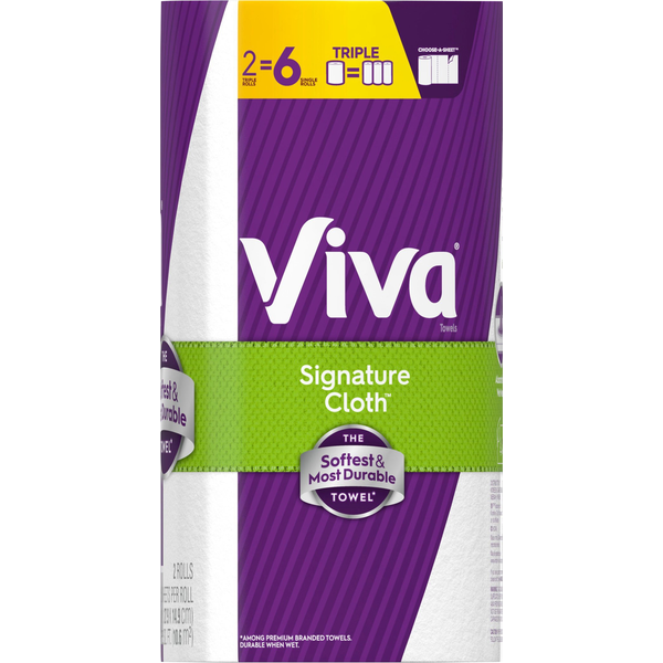 Viva Signature Cloth Towels, Choose-A-Sheet, Triple Rolls, 1-Ply