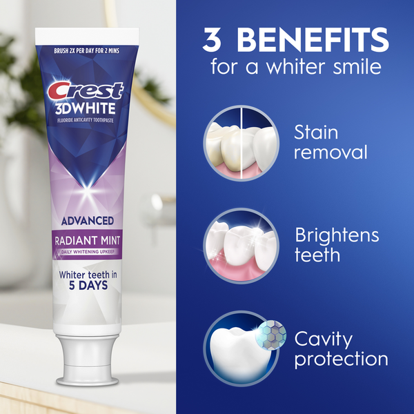 Crest 3DWhite Advanced Toothpaste, Radiant Mint