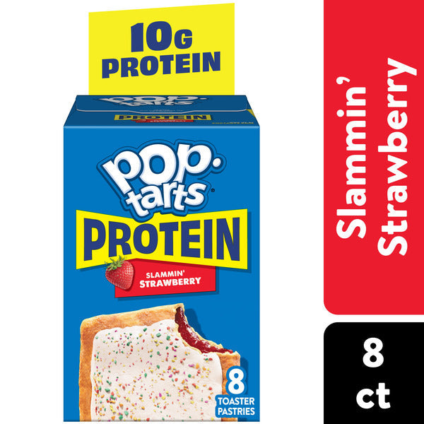 Pop-Tarts Protein Slammin' Strawberry Toaster Pastries, 10g Protein, 8 Count