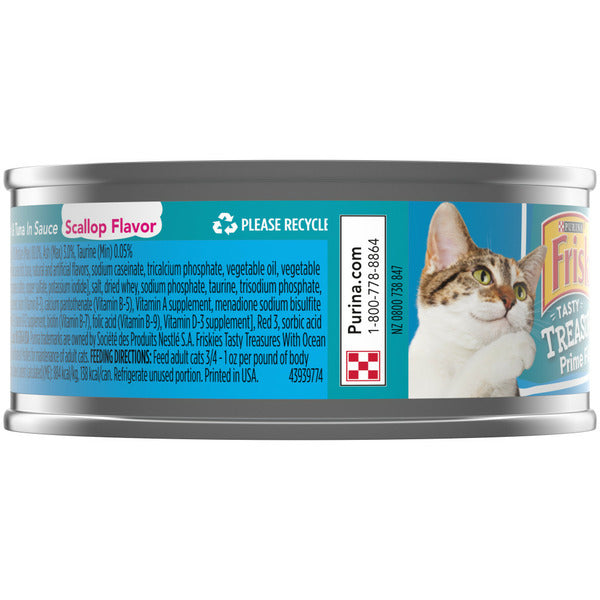 Purina Friskies Pate Wet Cat Food, Tasty Treasures With Ocean Fish & Tuna and Scallop Flavor