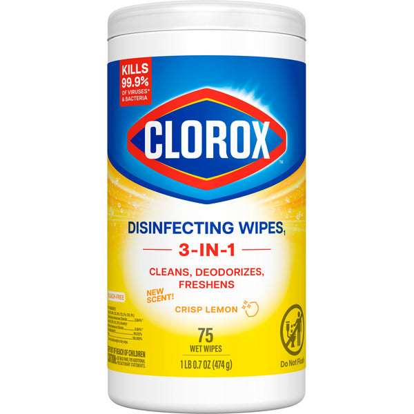 Clorox Disinfecting Wipes, Bleach Free Cleaning Wipes, Crisp Lemon