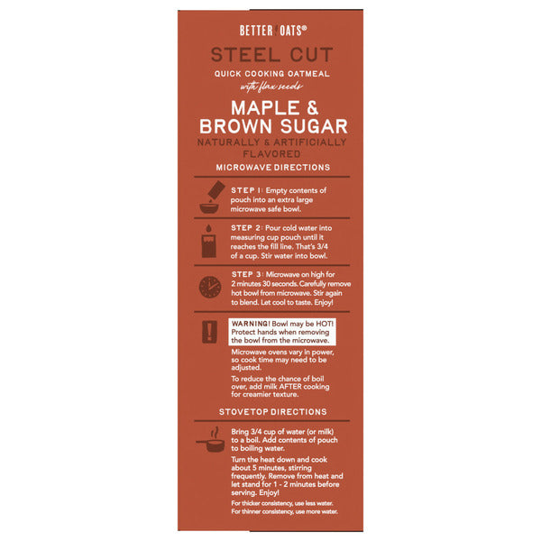Better Oats Steel Cut Maple & Brown Sugar Oatmeal