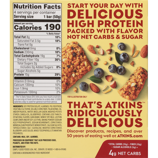 Atkins Soft Baked Blueberry Protein Bar