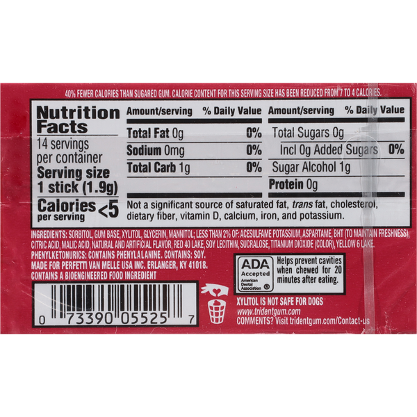 Trident Sugar Free Island Berry Lime Gum