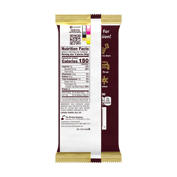 Hershey's Milk Chocolate with Almonds XL, Candy Bar, 4.25 oz (16 Pieces)