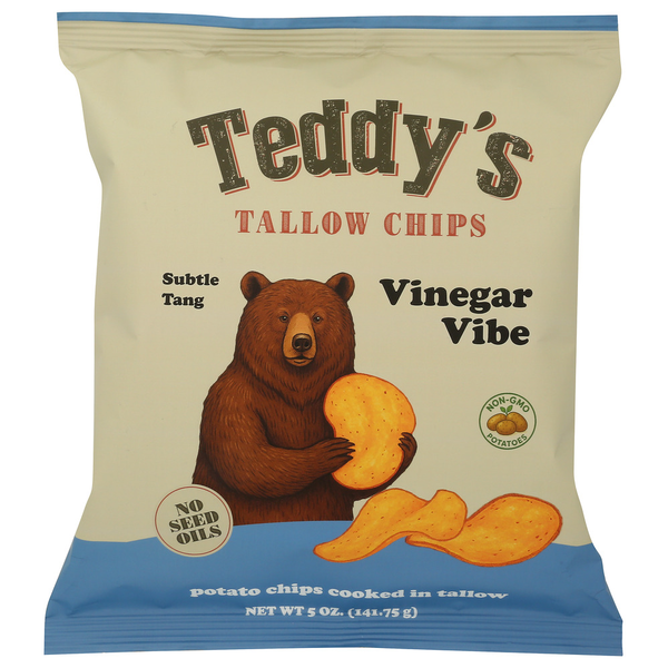 Teddy's Tallow Chips : Potato Chips Cooked In Beef Tallow.