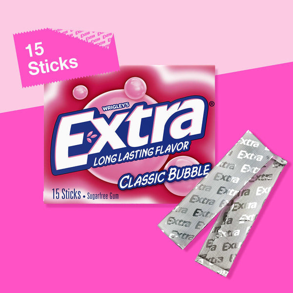 Extra Extra Long Lasting Flavor Classic Bubble Sugar Free Gum