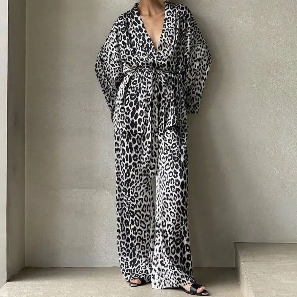 Leopard Print Two-Piece Suit Fashion Set