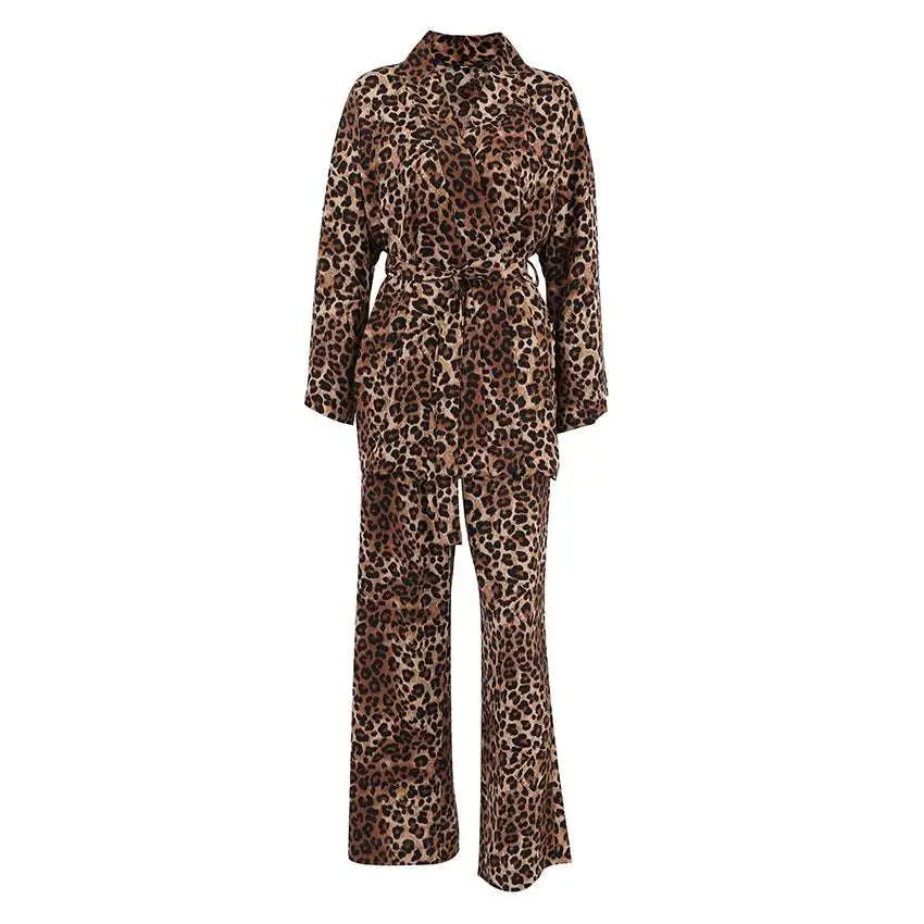 Leopard Print Two-Piece Suit Fashion Set