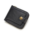 Men's PU Leather Solid Color Business Wallet, Card Holder With Zipper & Button