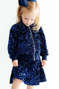 Navy Blue Velvet Sequin Jacket