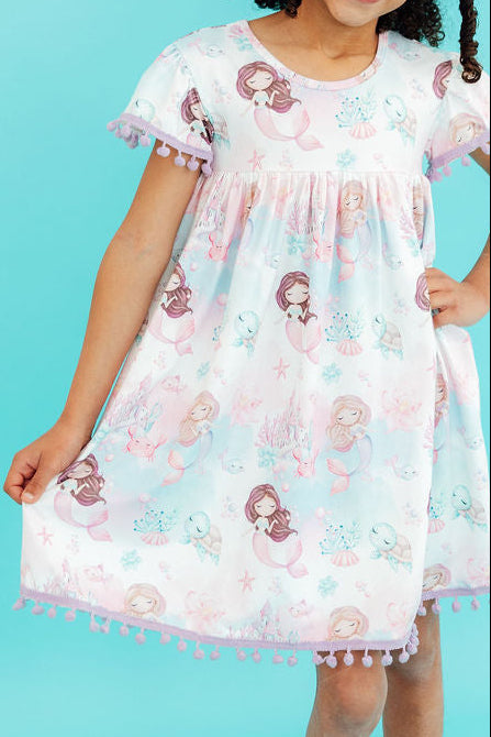 SALE Mermaid Fairytale Pom Pom Dress