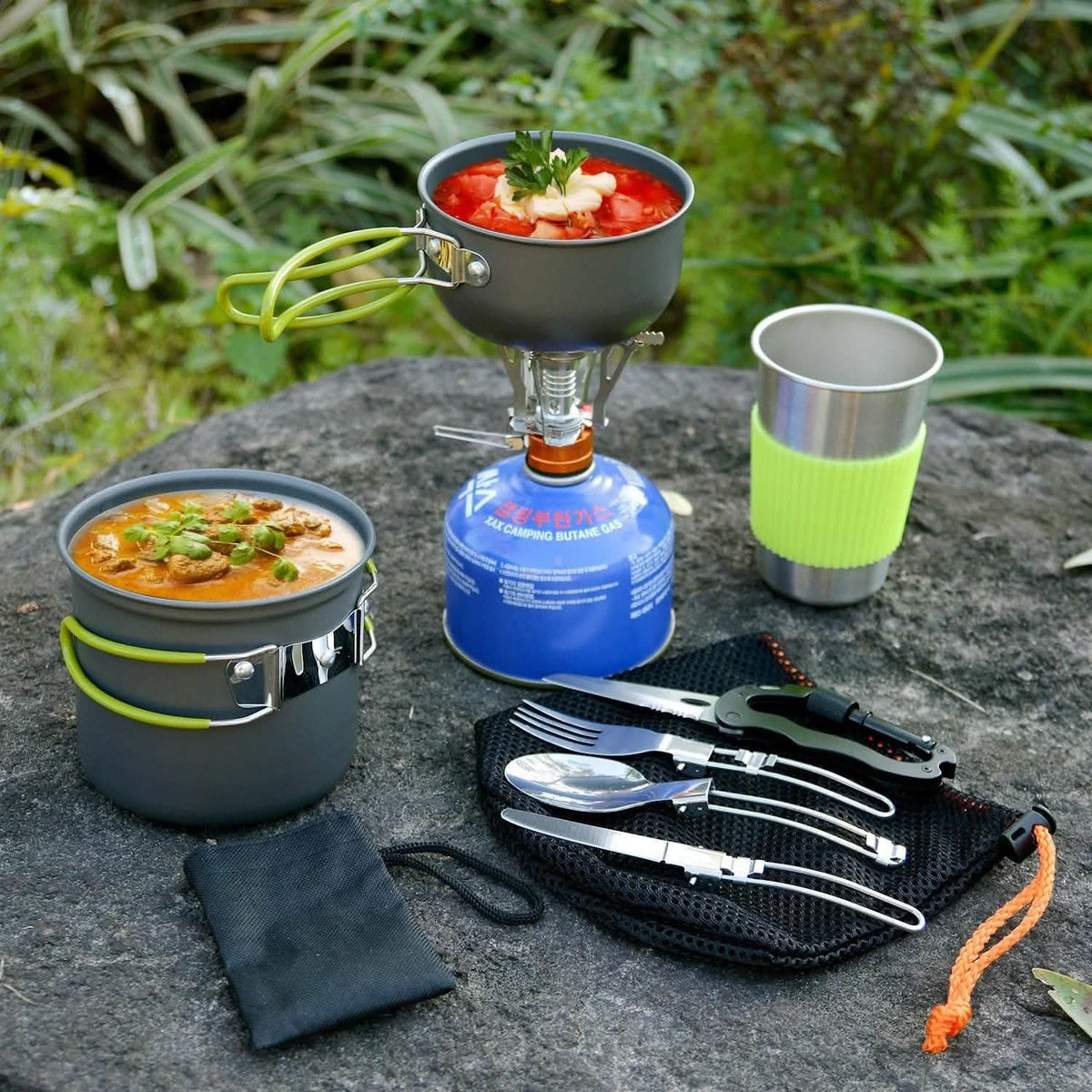 ODOLAND Camping Cookware Kit Lightweight Portable Cookware Set