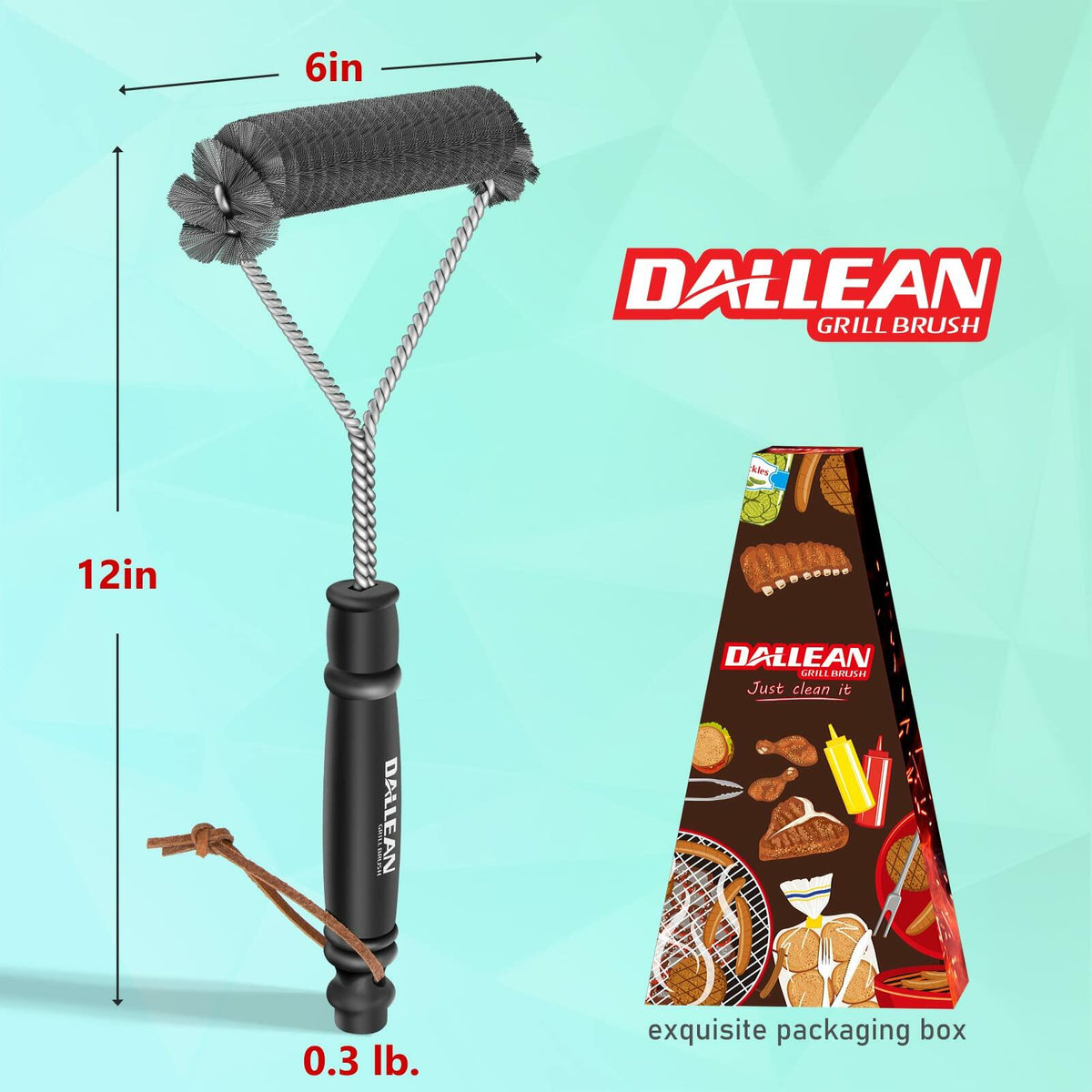 DALLEAN BBQ Grill Brush Durable Rust Resistant Bristles Outdoor Cleaning Tool
