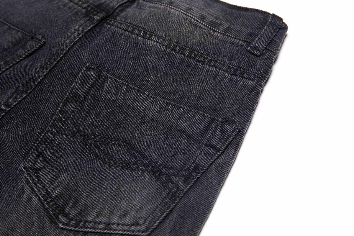 Bienzoe Boys Adjustable Waist Black Ripped Slim Denim Jeans Size 6