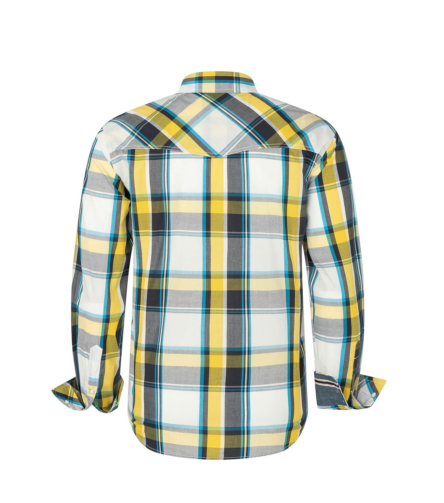VENZULIA Men's Western Snap Long Sleeve Plaid Shirt White Size 2XL