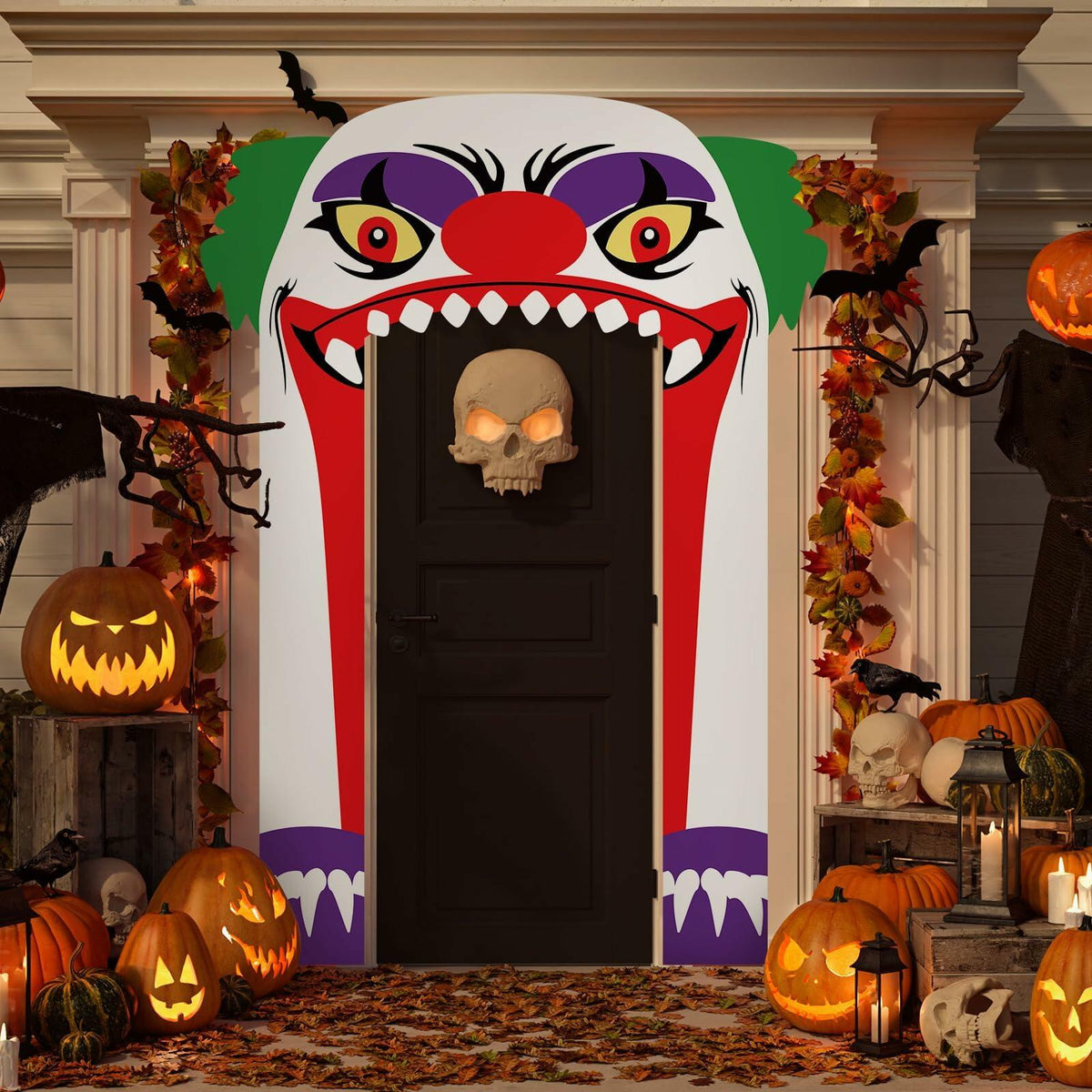 Halloween Door Cover 3 Pcs Clown Banner Decor Indoor Outdoor Party Supplies